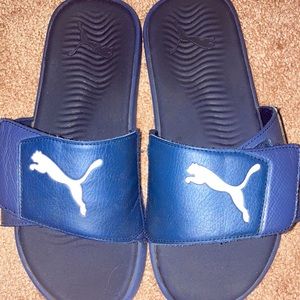 Navy blue puma slides